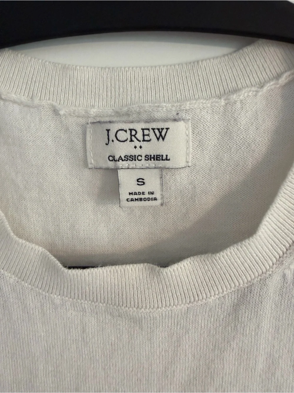 J.Crew Classic Shell White & Navy Striped Sleeveless Top